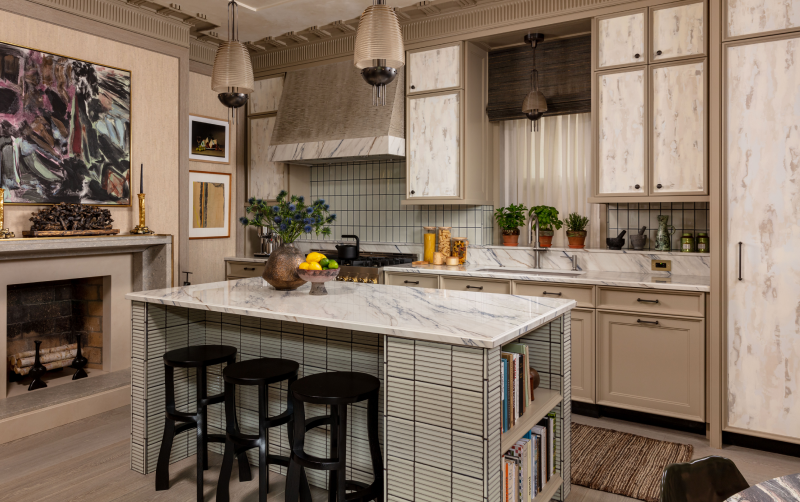 A complete view of the kitchen's design. A complete view of the kitchen's design.