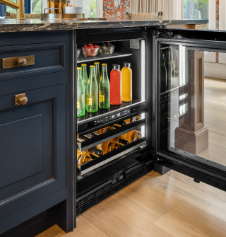 An open JennAir® Beverage Center. An open JennAir® Beverage Center.