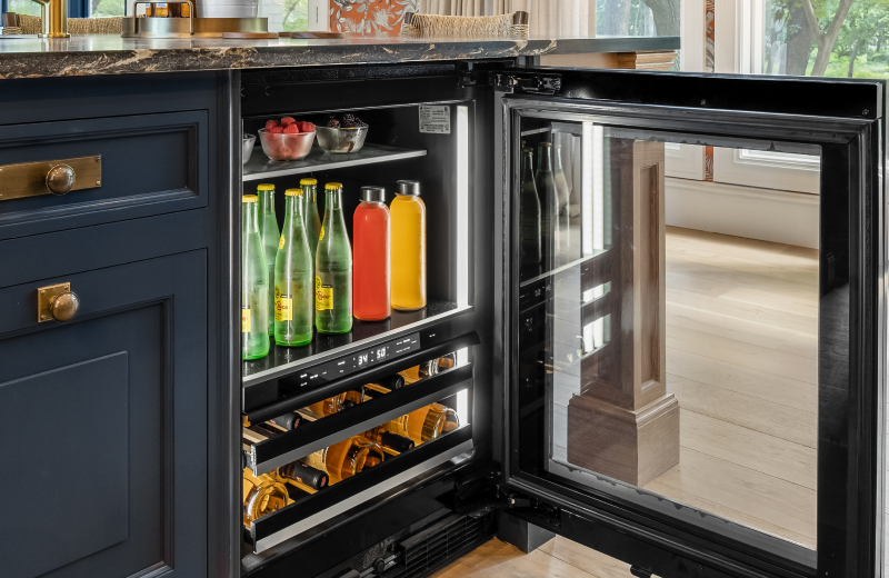 An open JennAir® Beverage Center. An open JennAir® Beverage Center.