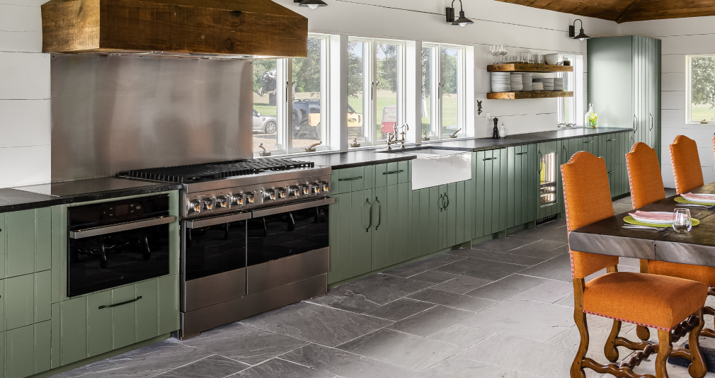 Another view of the kitchen, featuring a wall oven and range. Another view of the kitchen, featuring a wall oven and range.