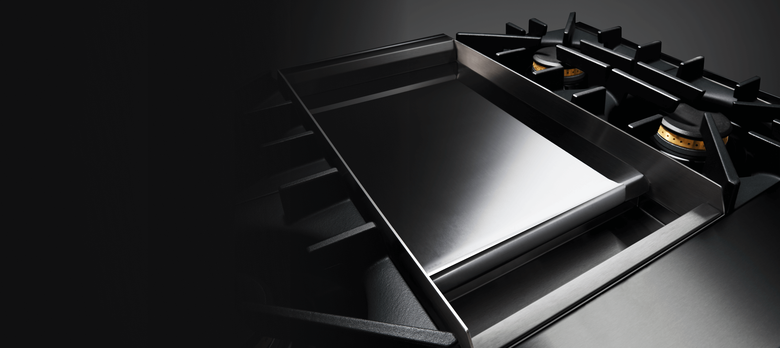 A Chrome-Infused Griddle on a JennAir® Professional Range.  A Chrome-Infused Griddle on a JennAir® Professional Range.
