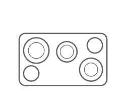An icon of a cooktop with standard knobs. An icon of a cooktop with standard knobs.