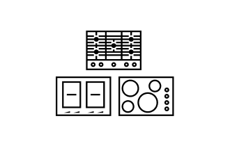 An icon of three cooktops.