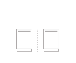 An icon of two dishwashers divided by a dashed line. An icon of two dishwashers divided by a dashed line.
