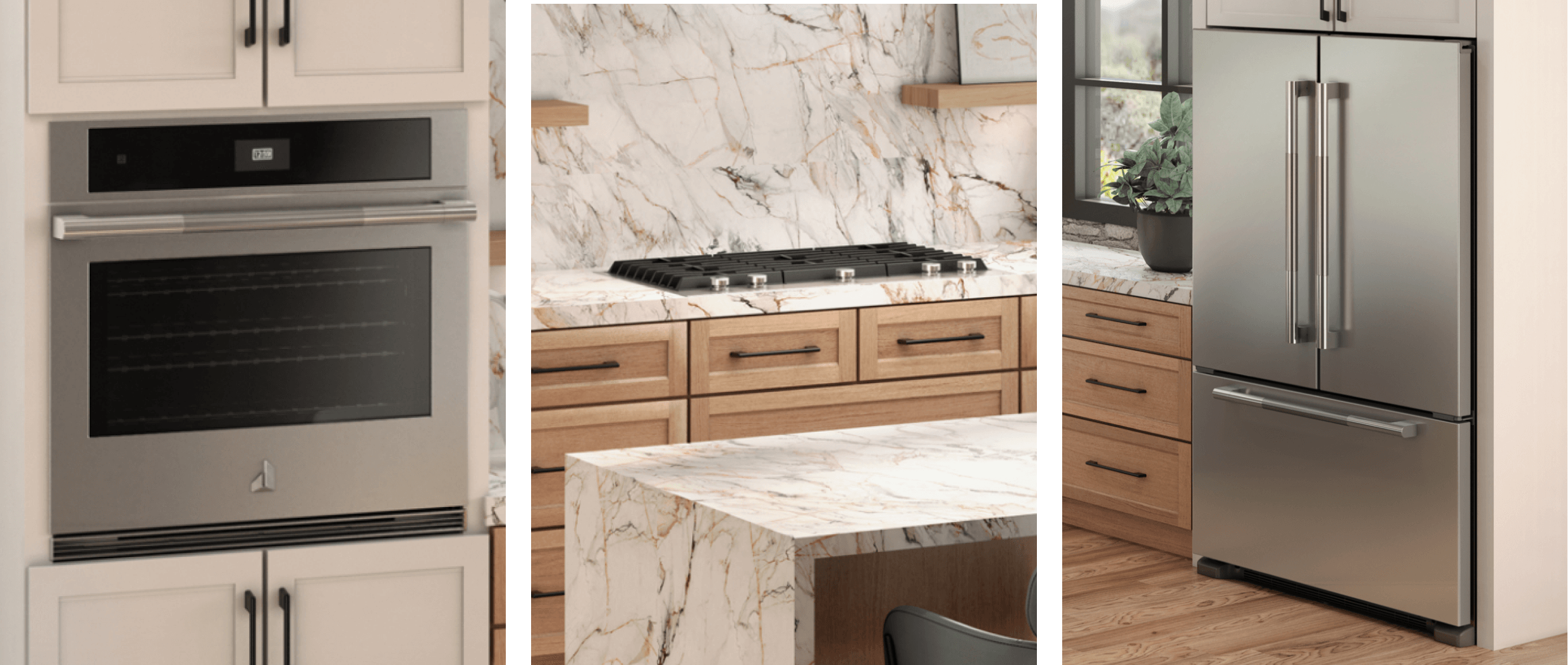 A contemporary luxury kitchen featuring a suite of JennAir® products. A contemporary luxury kitchen featuring a suite of JennAir® products.