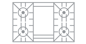 An icon of 4 burner cooktop.