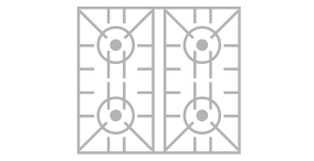 An icon of 4 burner cooktop.