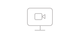 An icon of a computer screen with a video camera on the screen.
