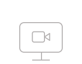 An icon of a video camera inside of a computer monitor.