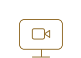 An icon of a video camera inside of a computer monitor.