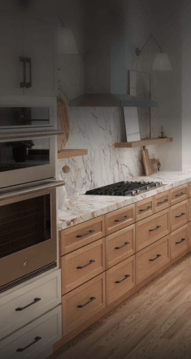 A contemporary kitchen with JennAir® appliances. A contemporary kitchen with JennAir® appliances.