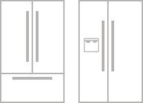 A pair of icons depicting a 42-inch built-in french door refrigerator and a 42-inch built-in side-by-side refrigerator.