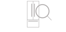 An icon of a built-in refrigerator with a magnifying glass on top.
