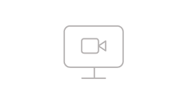 An icon of a video camera inside of a computer monitor.