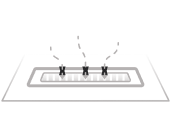 An icon of downdraft ventilation in use.