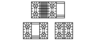 A series of three range cooking surface icons.