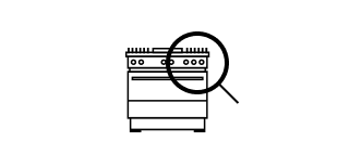 An icon of a slide-in range with a magnifying glass over it.