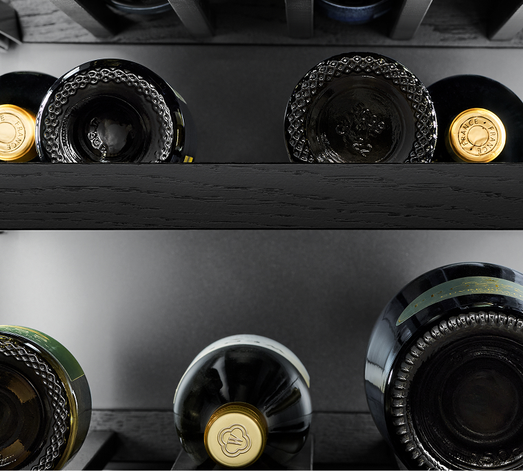 The interior of the wine column, showing bottles. The interior of the wine column, showing bottles.