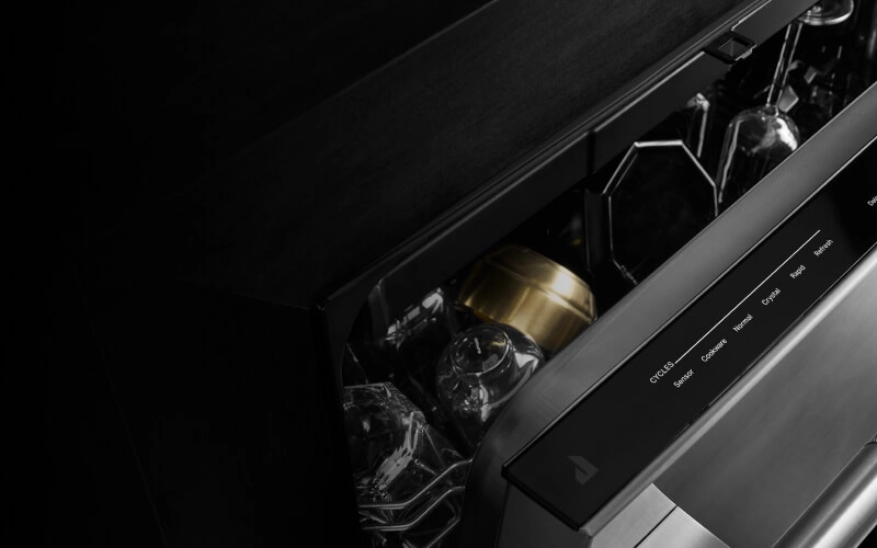A peek inside a dishwasher.