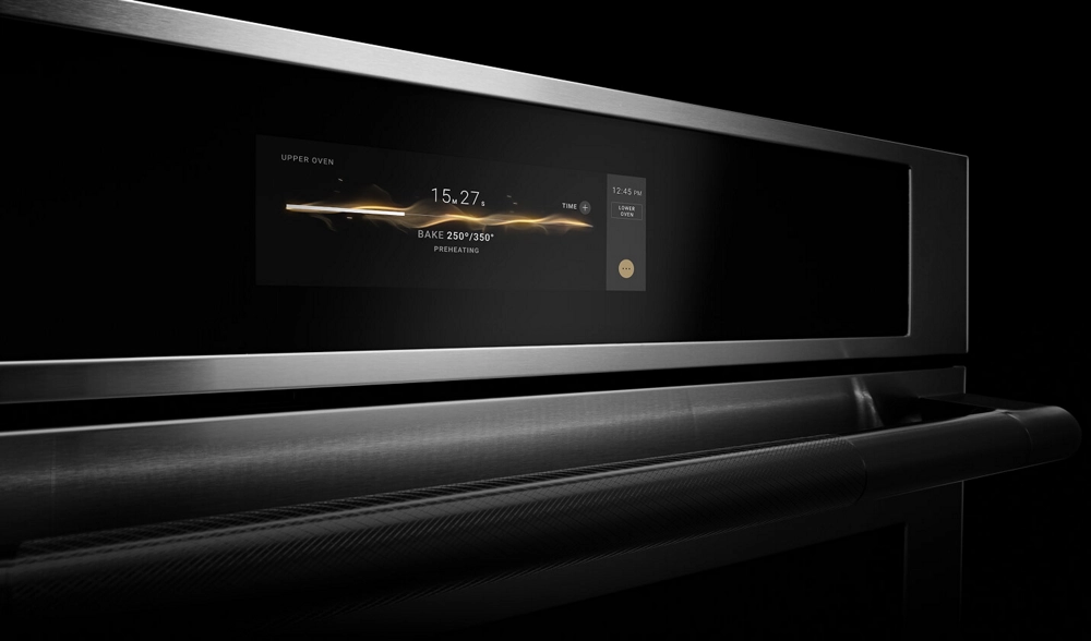 The redesigned user interface and screen of the wall oven.