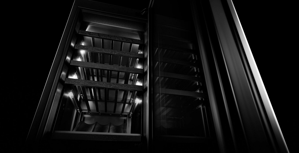 The empty interior of a wine column
