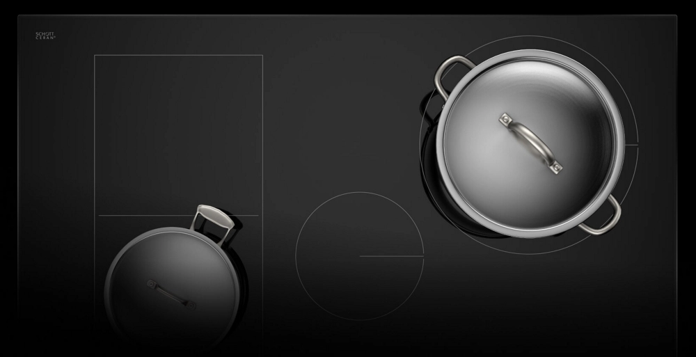 A top down view of the cooktop