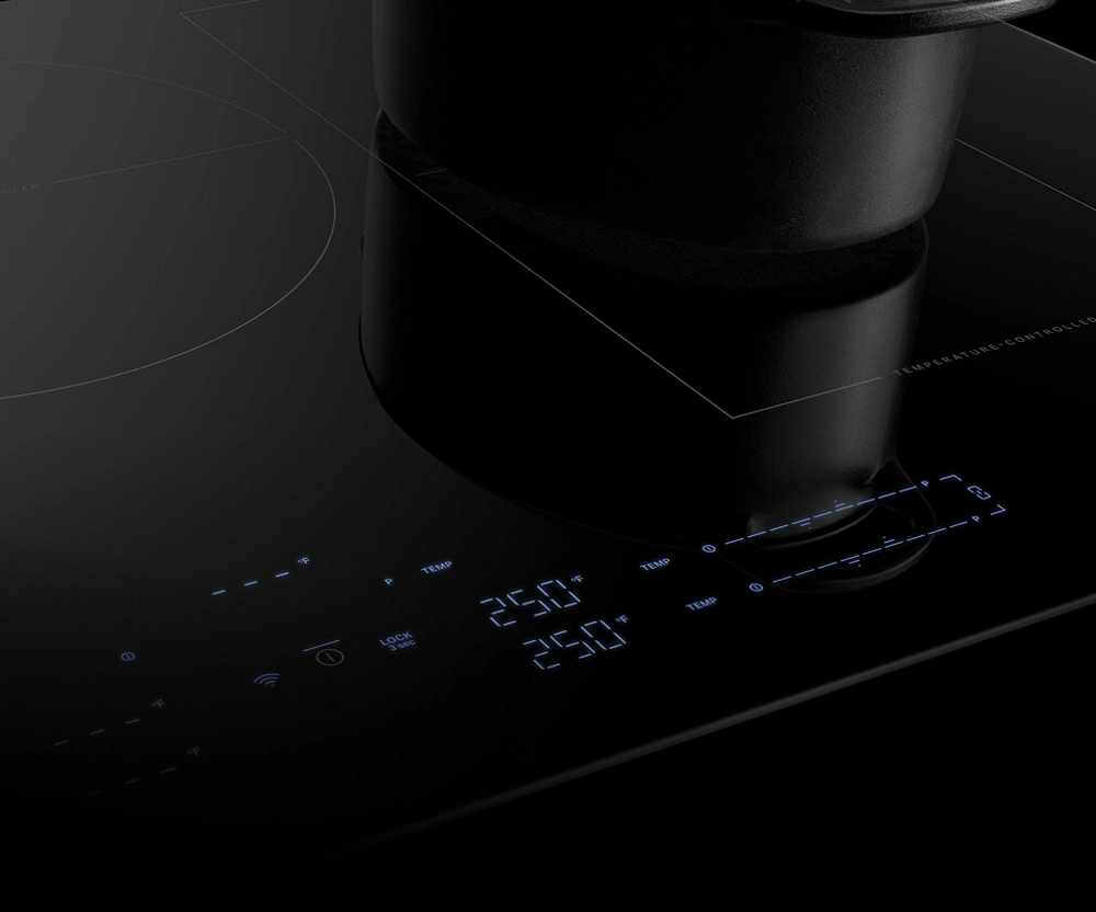 A top down view of a cooktop