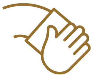 An icon depicting a hand wiping across a surface.