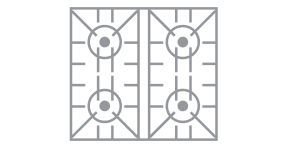 An icon of a range cooktop configuration.
