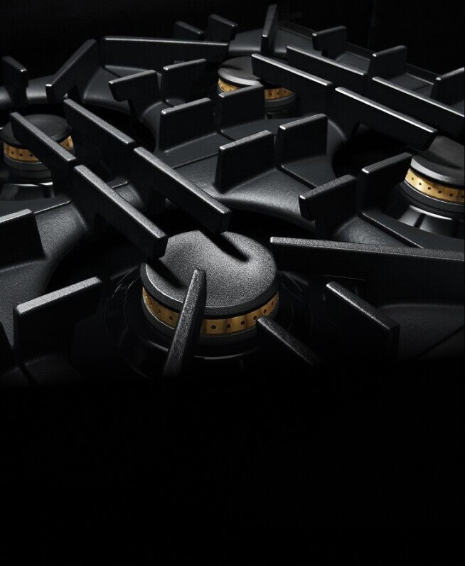 A close up of the geometric grates of a RISE™ Range.