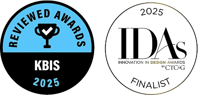 Badges for the KBIS award and IDAs finalist award.